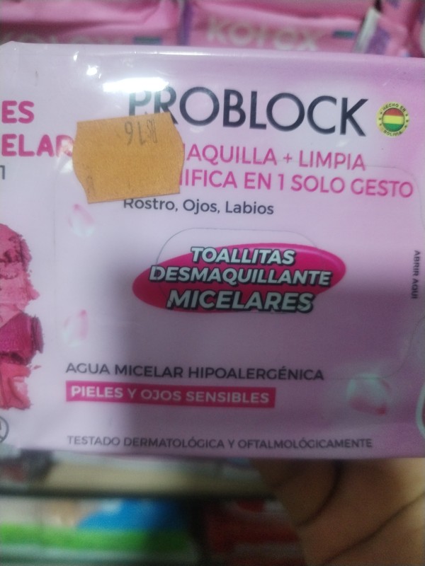 Toallitas húmedas Problock desmaquillante 25u